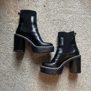 Black Chunky Heel Ankle Boots